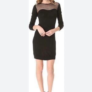 Diane Von Furstenberg Rosita Sheer Lace Mini Dress Sz S Black Sweater Yoke Silk